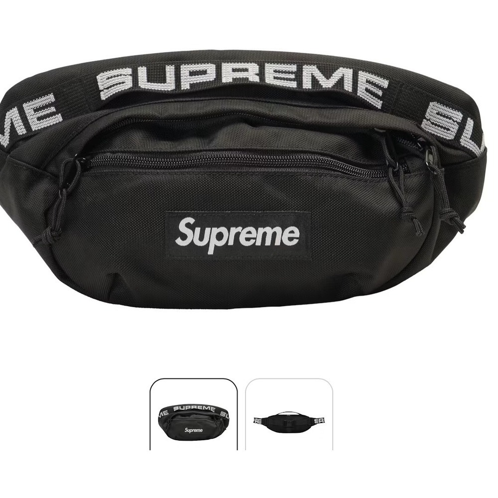Supreme Cordura Waist Bag Fanny Pack Black Box Logo SS18 Logo Strap